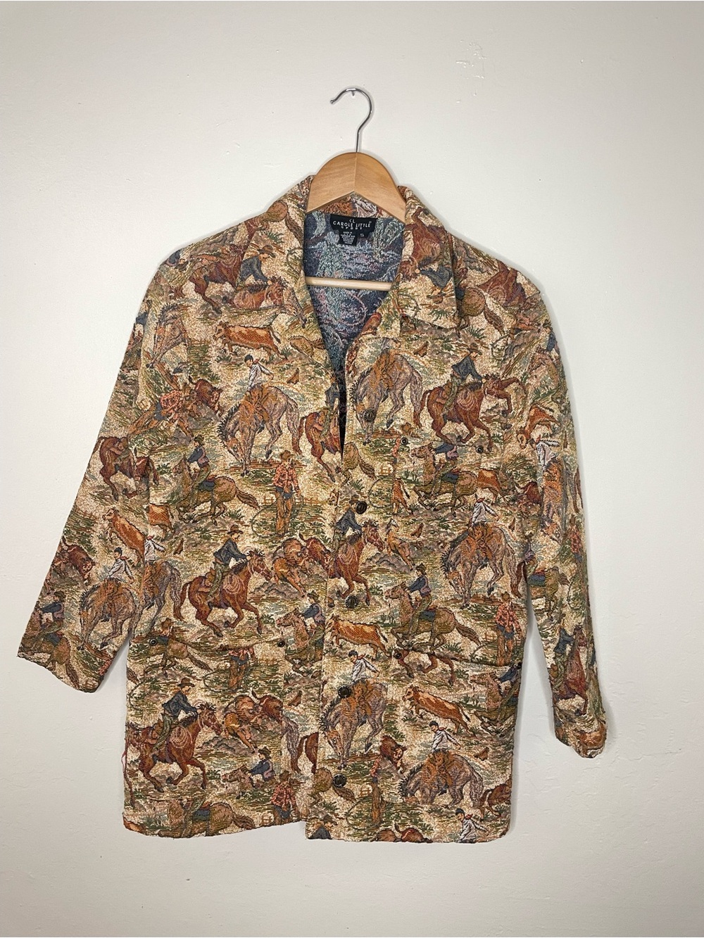 Carole little sport Vintage Jacquard tapestry Jacket beige brown